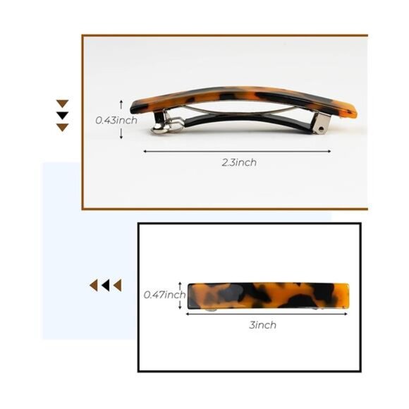 8 Pcs Hair Barrettes – 3 Inch Acetate Clips, No Slip, French Tortoise Shell - Picture 3 of 8
